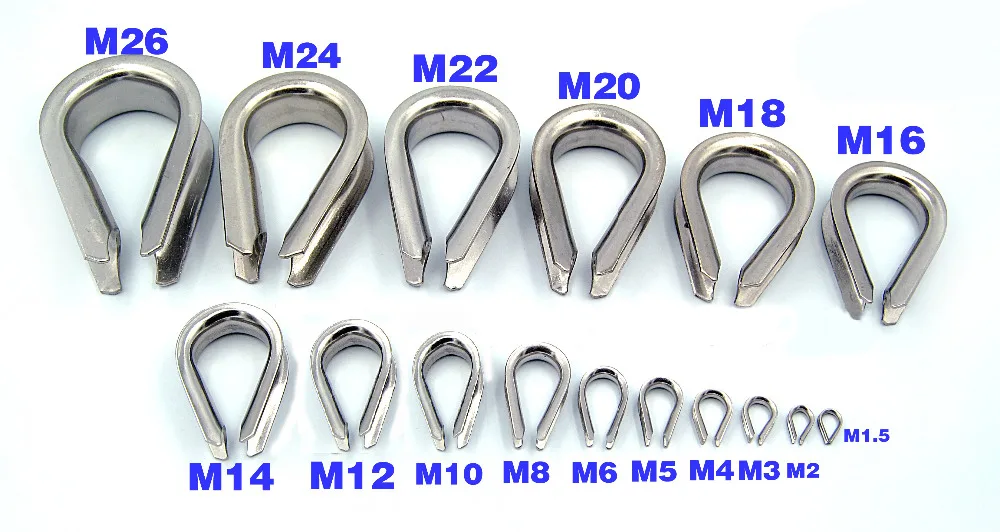 

(100PCS)M1.5 1.5mm SS304 Stainless Steel Wire Rope Cable Thimbles Galvanized Fastners Rigging Hardware For 1.5mm Wire Rope Cable