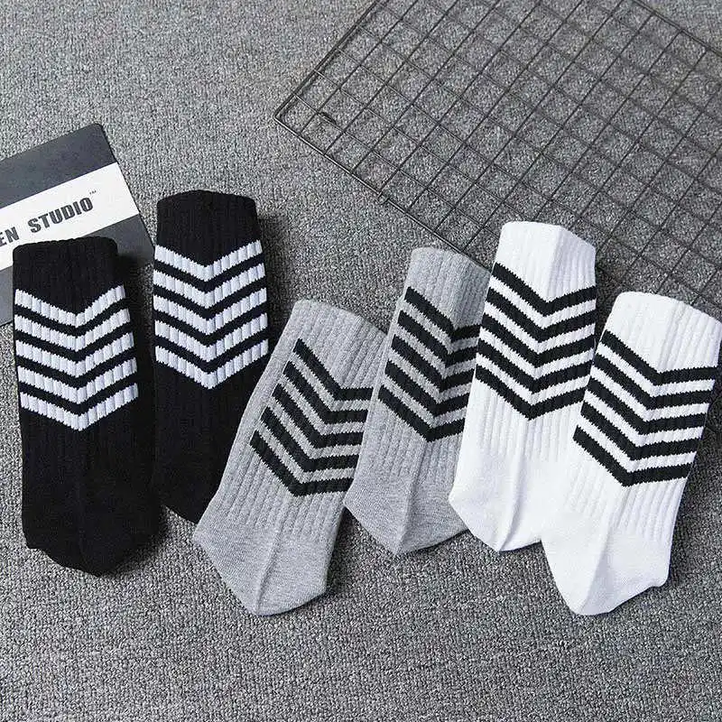 Мужские хлопковые носки Off White Black Streak повседневные осенние крутые линии