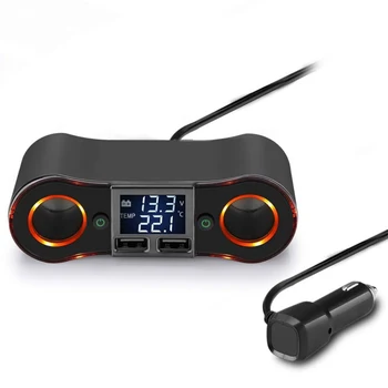 

LED Display Car Cigarette Lighter Socket Splitter Power Adapter 3.5A Dual USB Car Charger for iPhone for Samsung Xiaomi