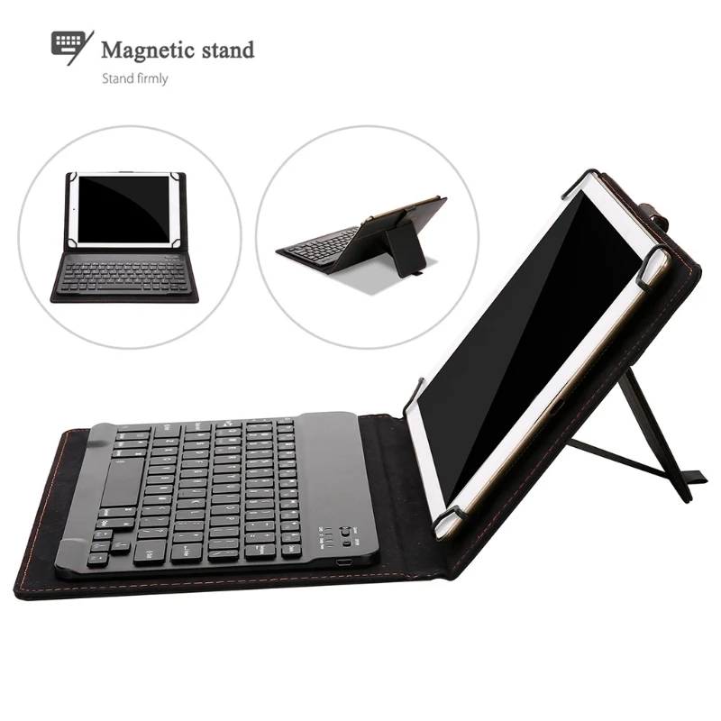 Складной Bluetooth клавиатура кожаный чехол Обложка Folio Stand для "-10,1" Tablet