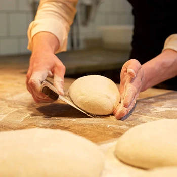 

Stainless Steel Dough Scraper with Wood Handle Pastry Cutter Bench Scraper