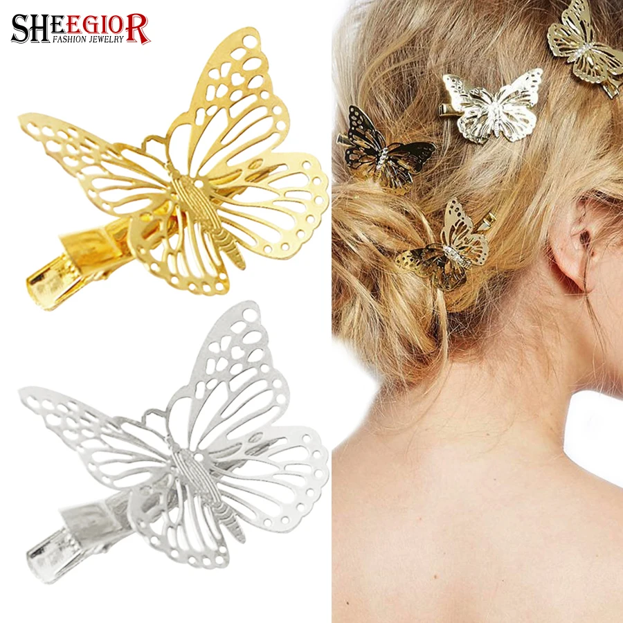 

SHEEGIOR Cute Butterfly Hair Pins Hair Accessories for Women Gold/Silver color Animal Hair Clips Love Wedding Hair Jewelry Gifts