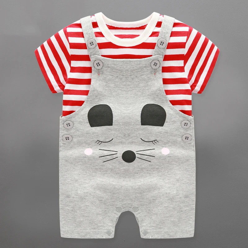 gray bear NAET cher Комплекты одежды для новорожденных маленьких мальчиков лето мультфильм комплект одежды для мальчиков Bebe хлопковая рубашка+ ремень брюки младенческой Одежда Костюм - Цвет: gray bear