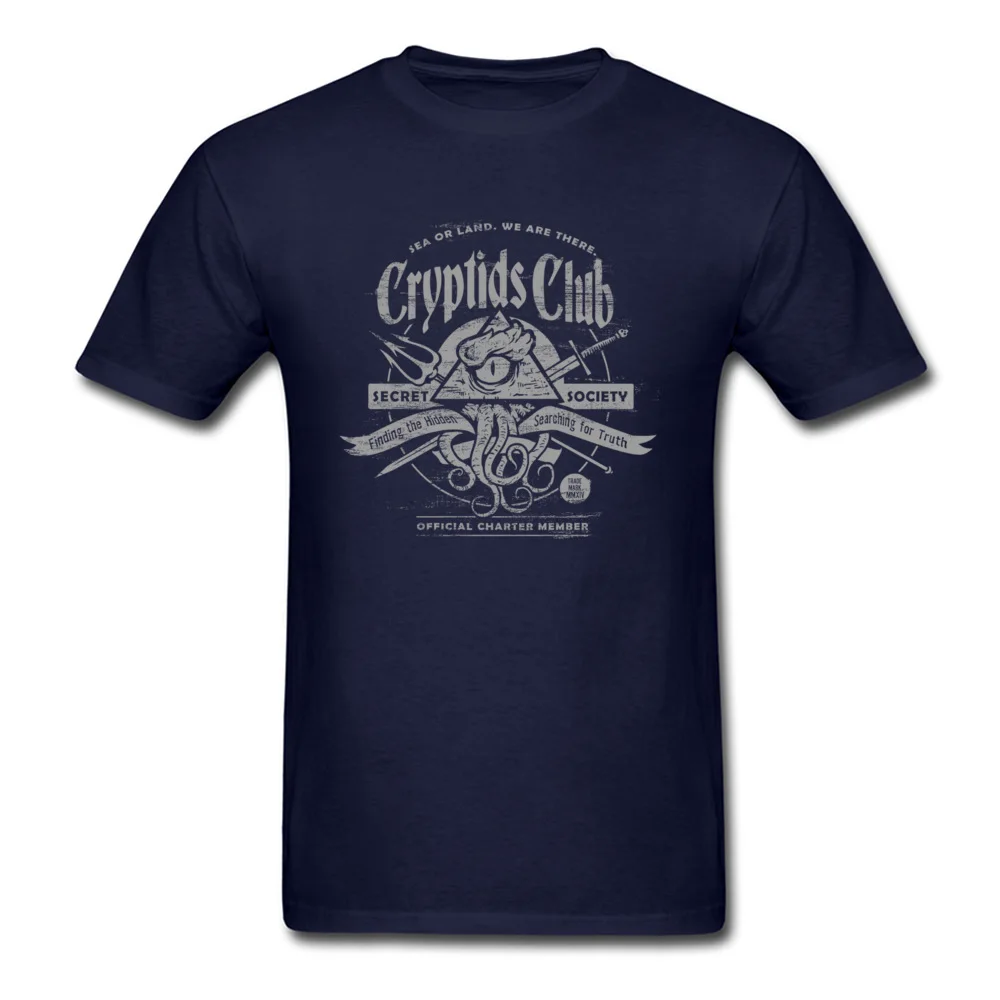 Street Top T-shirts Fitted Crew Neck cryptids club 6084 All Cotton Men Tops Shirts Printed Short Sleeve Sweatshirts cryptids club 6084 navy