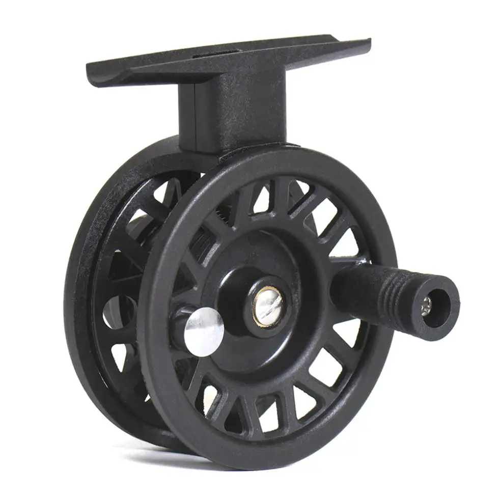Черная Сверхлегкая катушка для ловли нахлыстом 55 г, диаметр 50 мм, АБС-пластик, Левостороннее колесо для подледной рыбалки