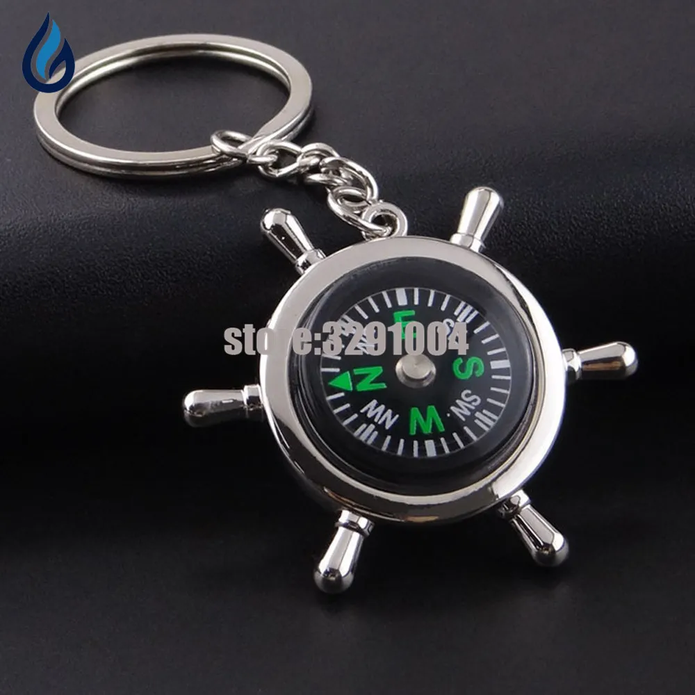 

3D Metal Compass Car Key Chain Holder Alloy Key Ring For Vw T4 Skoda Fabia Superb Subaru Forester Smart Fortwo Keychain Keyring