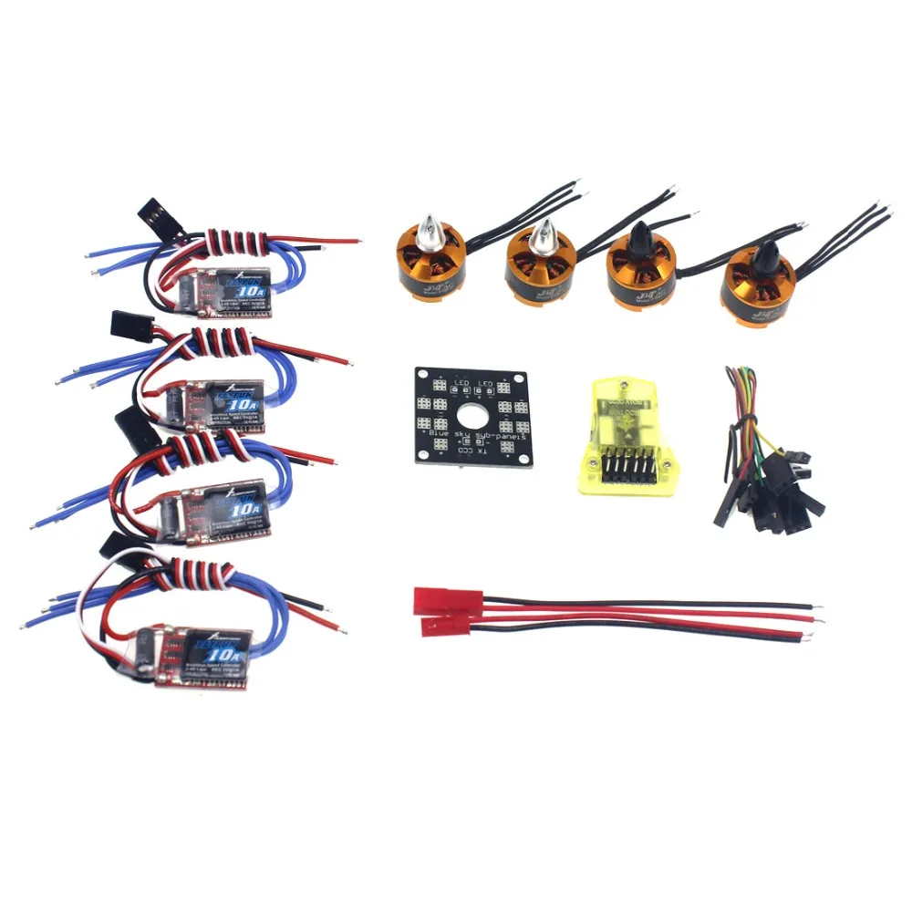 

RC QuadCopter UFO 4axle Kit Hobbywing 10A ESC + 2400KV Brushless Motor + Straight Pin Flight Control Opensource F04024-A