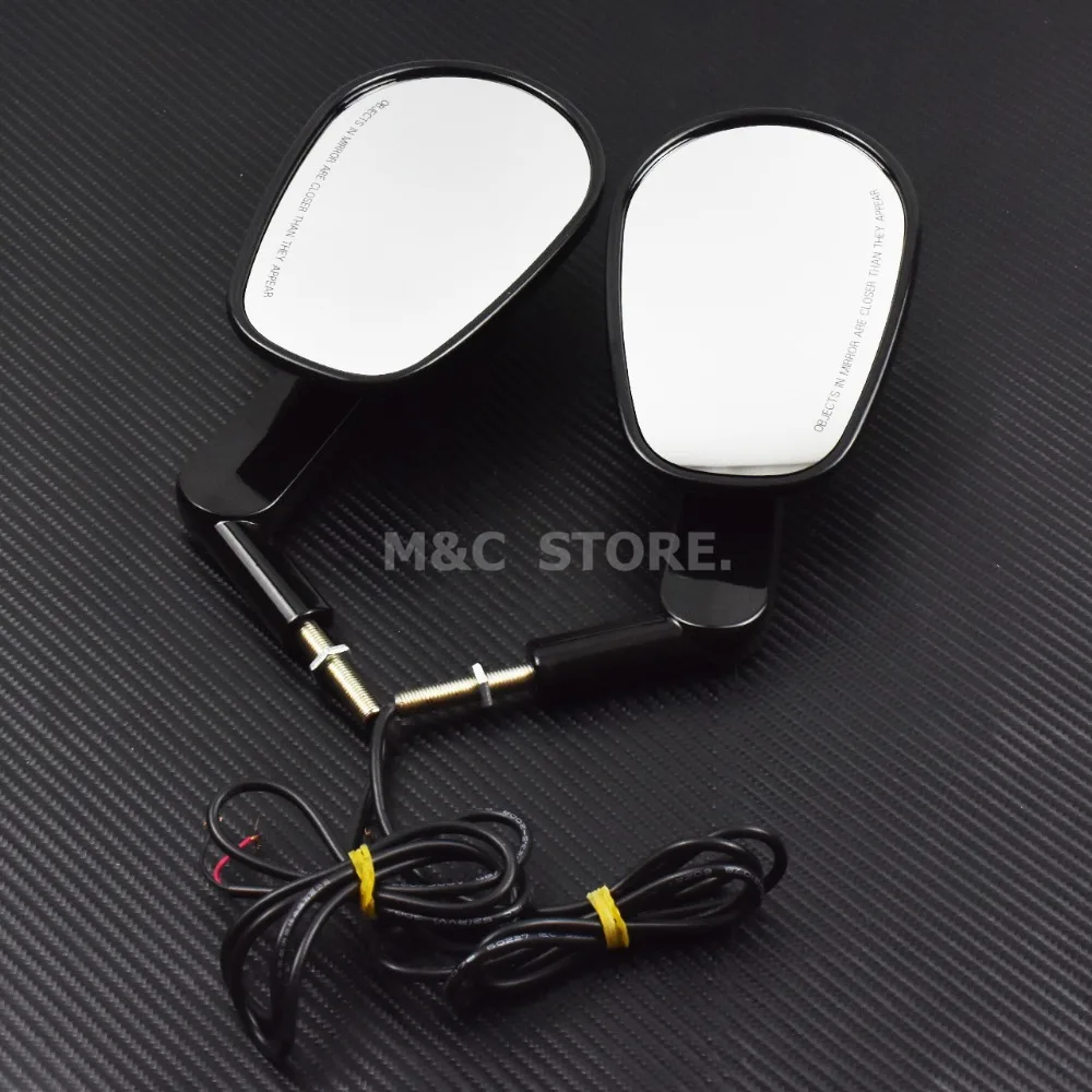  Black Rear View Mirror LED Turn Signals Light For Harley Sportster XL 883 1200 Touring Electra Glid - 32882543095