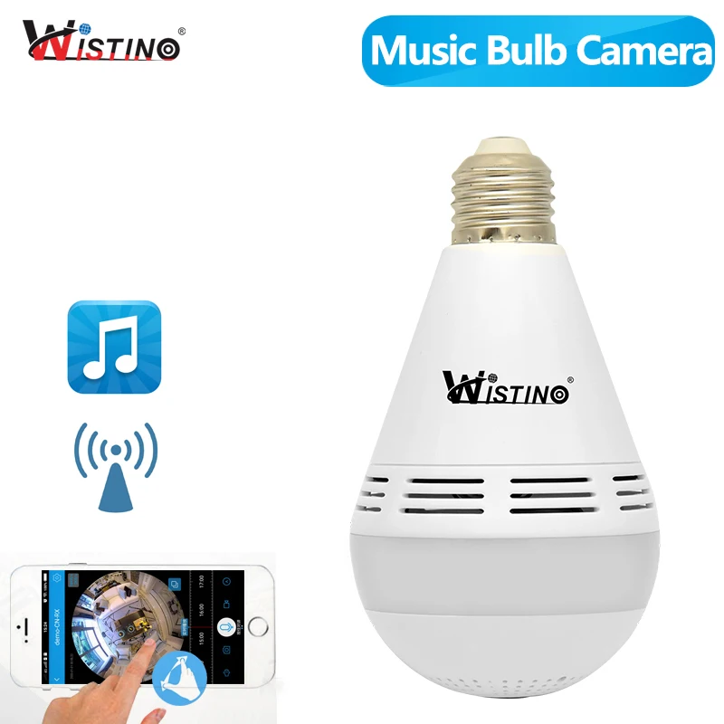 Wistino CCTV V380 Wi-Fi лампа Камера 960 P музыка Динамик Беспроводной IP Камера Ночное видение видео Видеоняни и радионяни панорамный вид P2P
