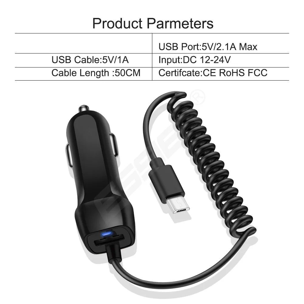 ايسين شاحن يو اس بي سيارة شاحن آيفون X 7 8 سيارة-شاحن المصغّر usb نوع-C كابل يو إس بي محول ل Xiaomi Redmi هواوي p20 لايت