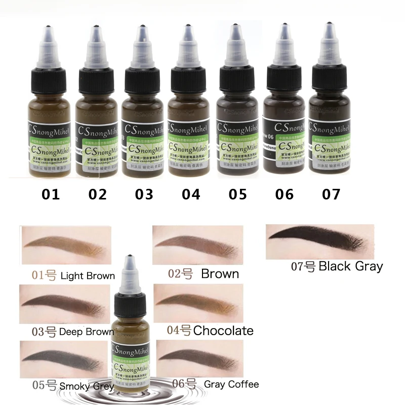 

7 bottle/15ml Popular tattoo ink Permanent Makeup machine Tattoo Pigment For Eyebrow Microblading Pigment 7 Colours To Choose