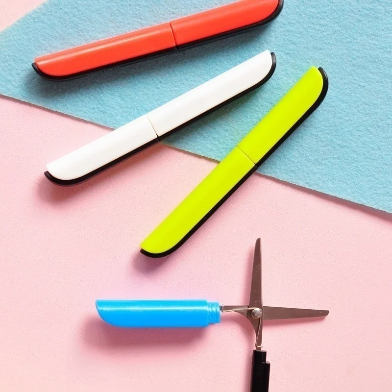 1 шт Портативные Ручные ножницы для резки бумаги для студентов, креативные складные безопасные ножницы(случайный цвет