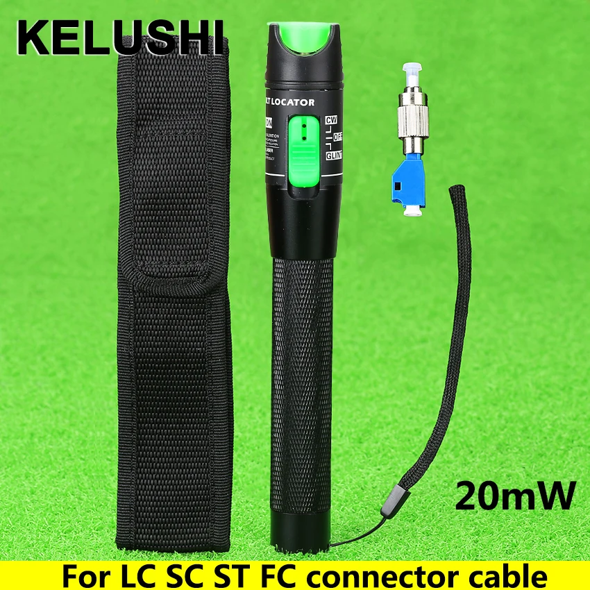 

KELUSHI 20mW Pen Type Aluminium Visual Fault Locator 12-15km With FC to LC Adapter Cable Tester Meter For LC/SC/FC/ST