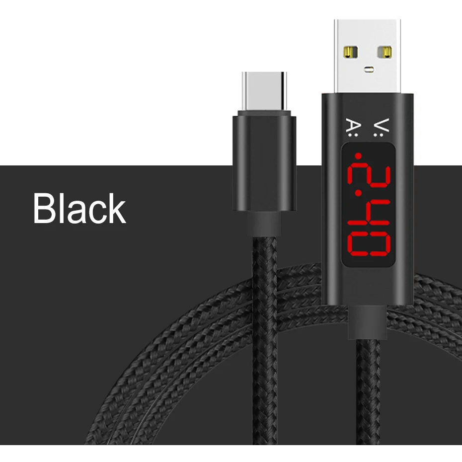 Usb-кабель для зарядки IPhone, Xiaomi, huawei, samsung, кабель для быстрой зарядки USB C, светодиодный кабель для телефонов с цифровым дисплеем