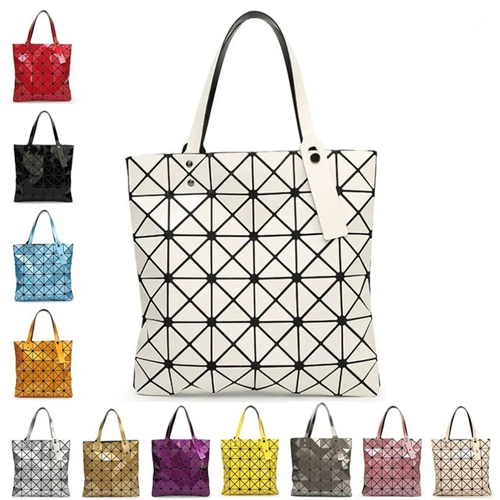 With Logo Women Geometric Plaid Bag Folded Madam Casual Tote Top Handle Distortion Package Shoulder Bag Bao Bao Pearl BaoBao