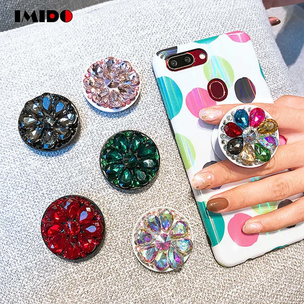 IMIDO Finger Ring Phone Holder Bling Air Bag Diamond SmartPhone Stander For iPhone Samsung Universal Cell Phone Expanding Stents