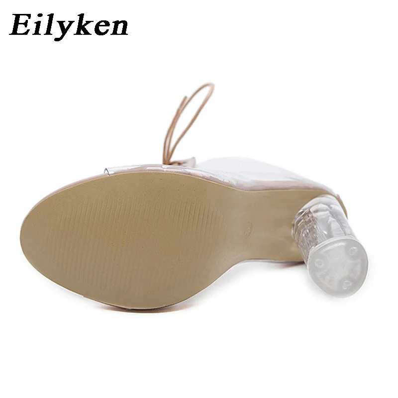 Eilyken/Новинка 2021 года Пикантные прозрачные сандалии гладиаторы из пвх Обувь с