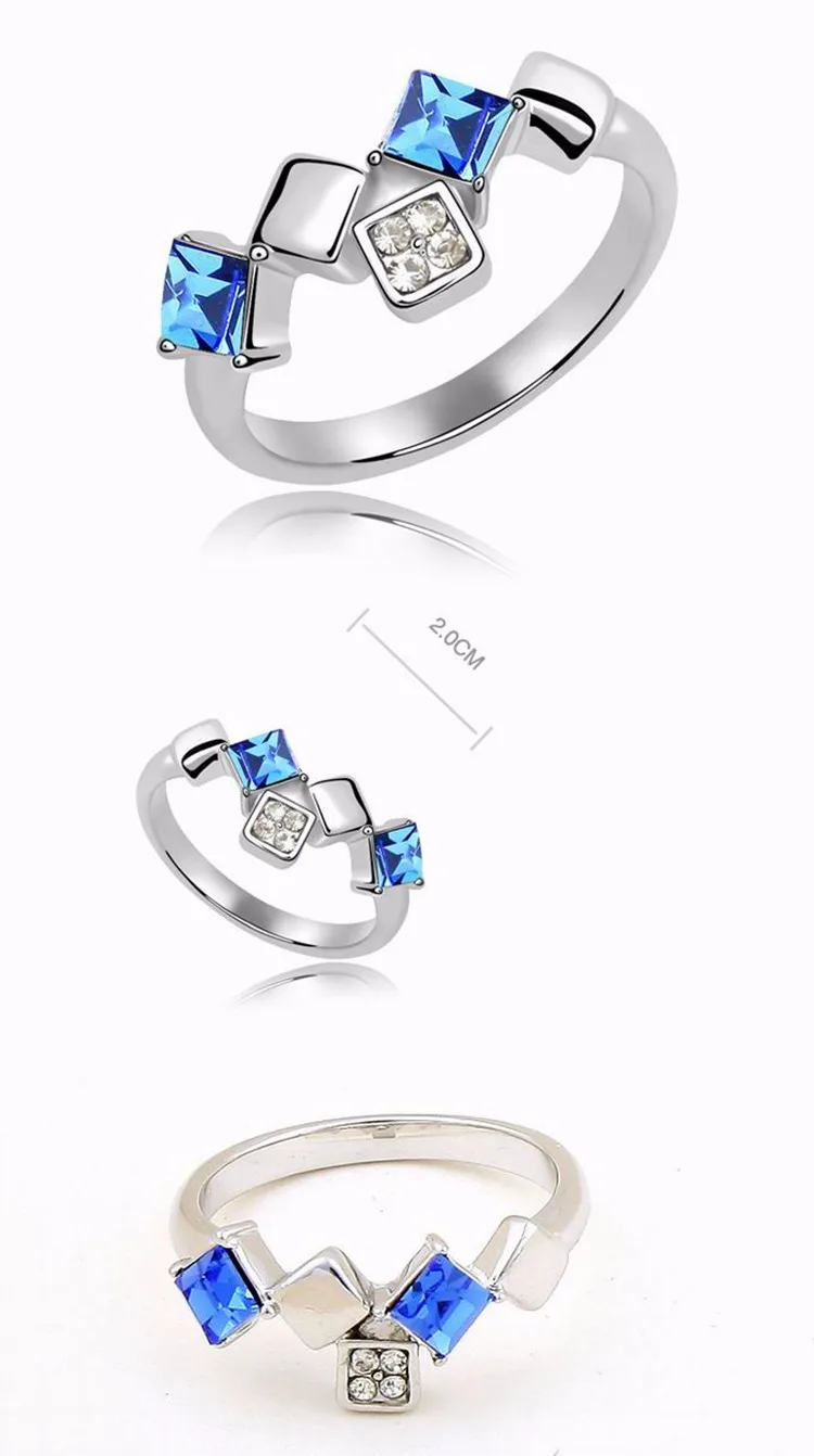 Модный бренд, посеребренные ювелирные изделия, Геометрические Квадратные Свадебные кольца с австрийскими кристаллами для женщин