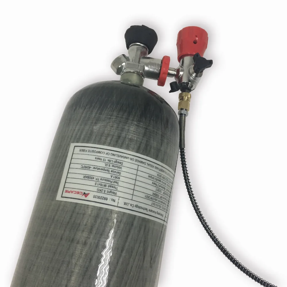 9L 4500psi Compressed Air Carbon Fiber SCBA Tank Cylinder for air gun hunting+red gauged valve+filling station 9L 4500psi Compressed Air Carbon Fiber SCBA Tank Cylinder for air gun hunting+red gauged valve+filling station