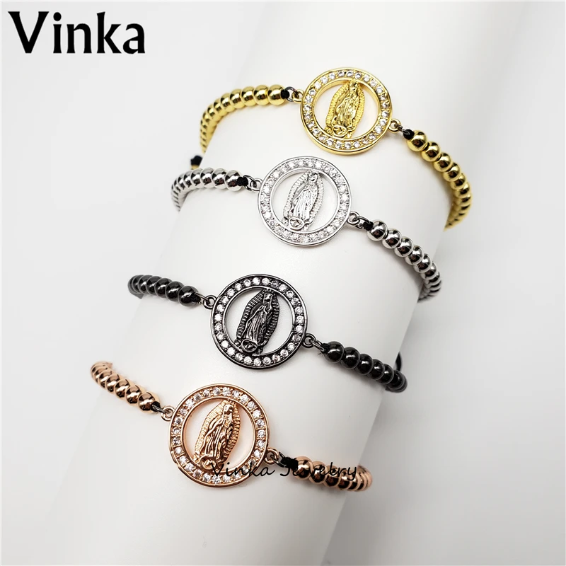 10pcs Wholessale Virgin Mary CZ charm bracelet new Madonna bracelet for