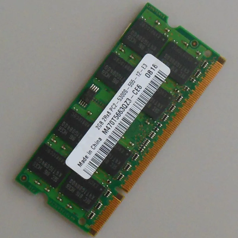 

DDR2 2GB PC2-5300S DDR2-667 667Mhz DDR2 Laptop Memory CL5.0 SODIMM 2RX8 RAM Non-Ecc 200pin Notebook Low density