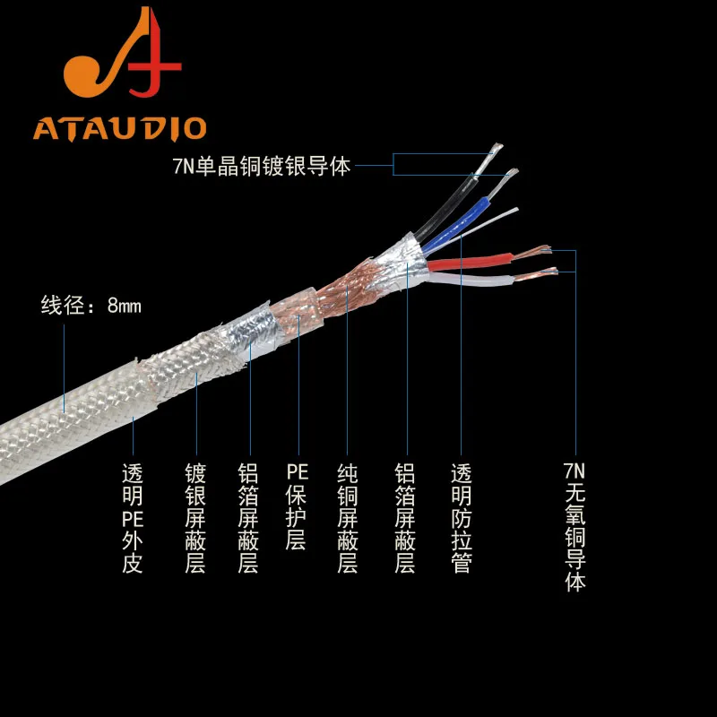 ATAUDIO Hifi стерео 6 35 мм для прямого кабеля 5 медный и серебряный моно 1/4 дюйма разъем