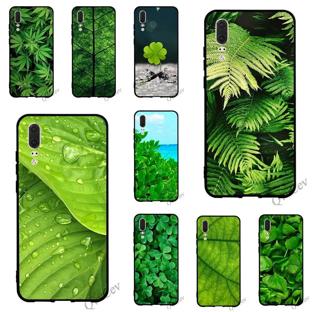 

Colorful Green Lucky Clover Plant Leaf Phone Cover for Huawei P9 Lite Mini Case P8 P20 Pro P10 P Smart Mate 10 20 Backshell