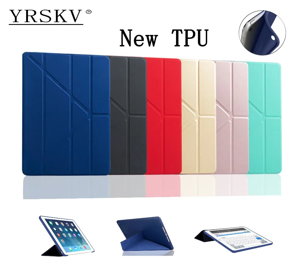 

Case for iPad Air (2013) YRSKV deform PU leather cover+TPU silicone shell Stand Smart sleep Awakening Cover Case For Apple iPad