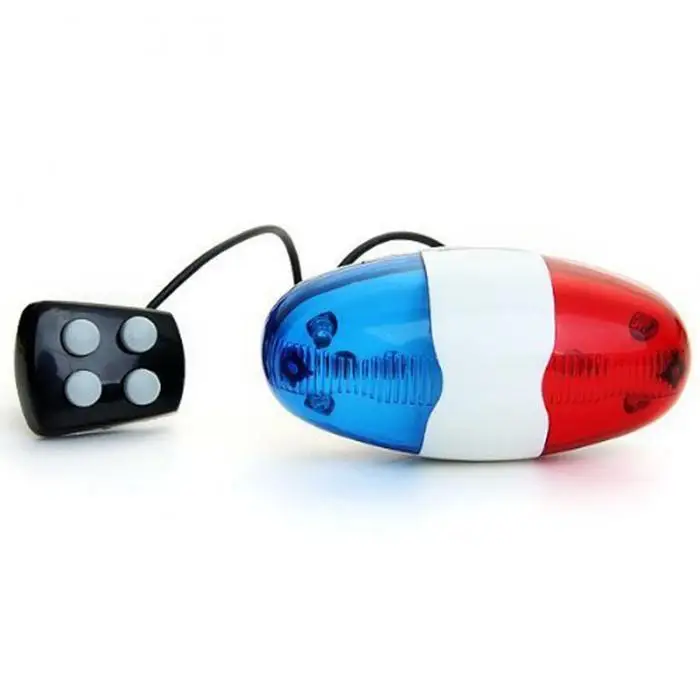 Excellent Hot Bicycle 6 Flashing LED 4 Sounds Police Siren Trumpet Horn Bell Bike Rear Light MCK99 8