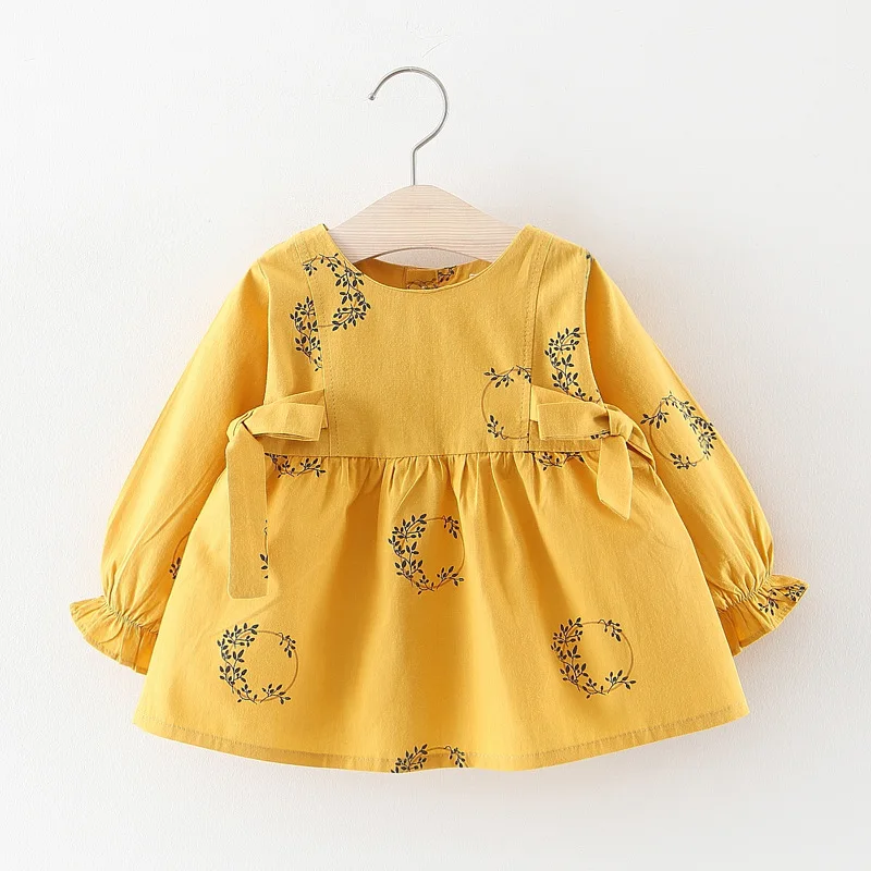 

2019 Baby girls new spring dress clothing Kids fashion long sleeves floral print cotton Dress for girls 1-2 Years !