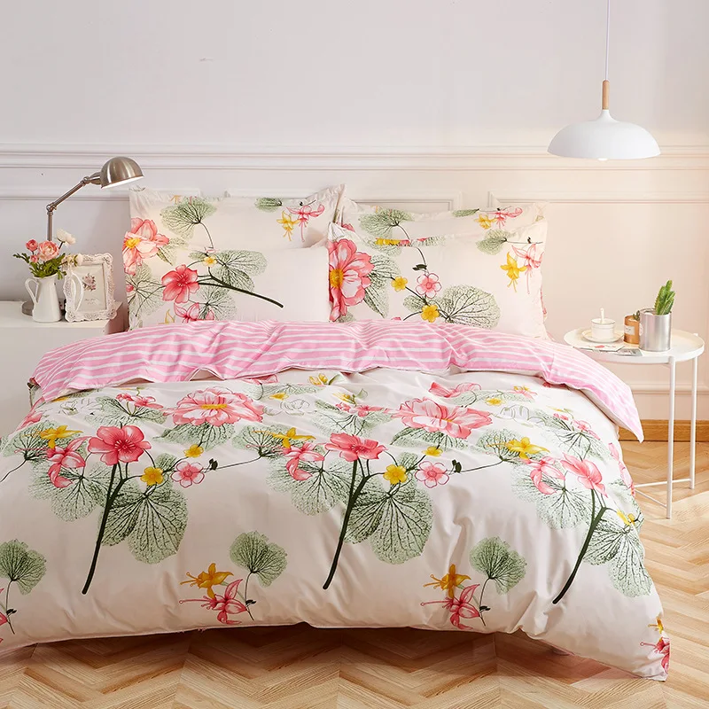 

Flower bedding set Green Tree bed linens leafs duvet cover set flat sheet +duvet cover+ pillowcase plant bed sets home bedding
