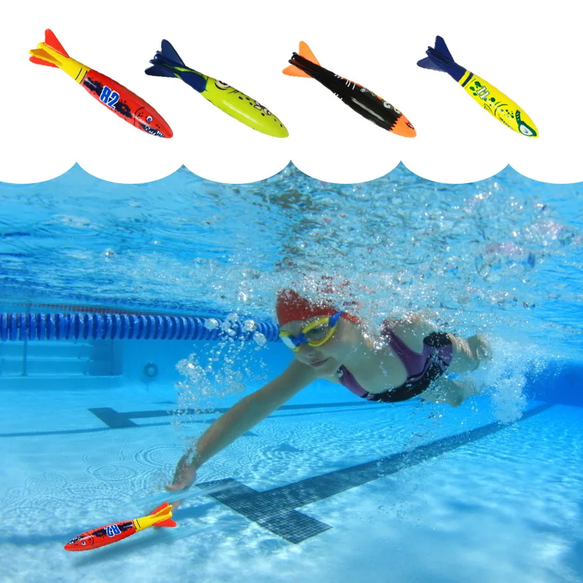 1 Pcs Torpedo Rocket Throwing Toy Swimming Pool Bath Diving Game Summer