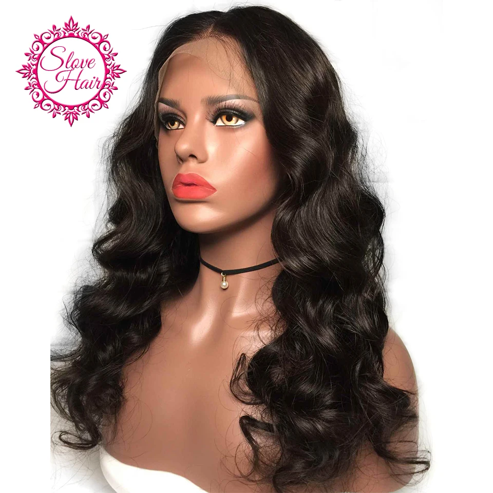 

360 Lace Frontal Wig Remy Brazilian Body Wave Human Hair Wigs For Women Natural Black Pre Plucked With Baby Hair By Slove