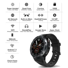 4G Smart Watch Phone Android 7.1.1 Quad Core 16GB+1GB 5MP Camera 1.4-Inch AMOLED Display 580mAh GPS google search SmartWatch Men