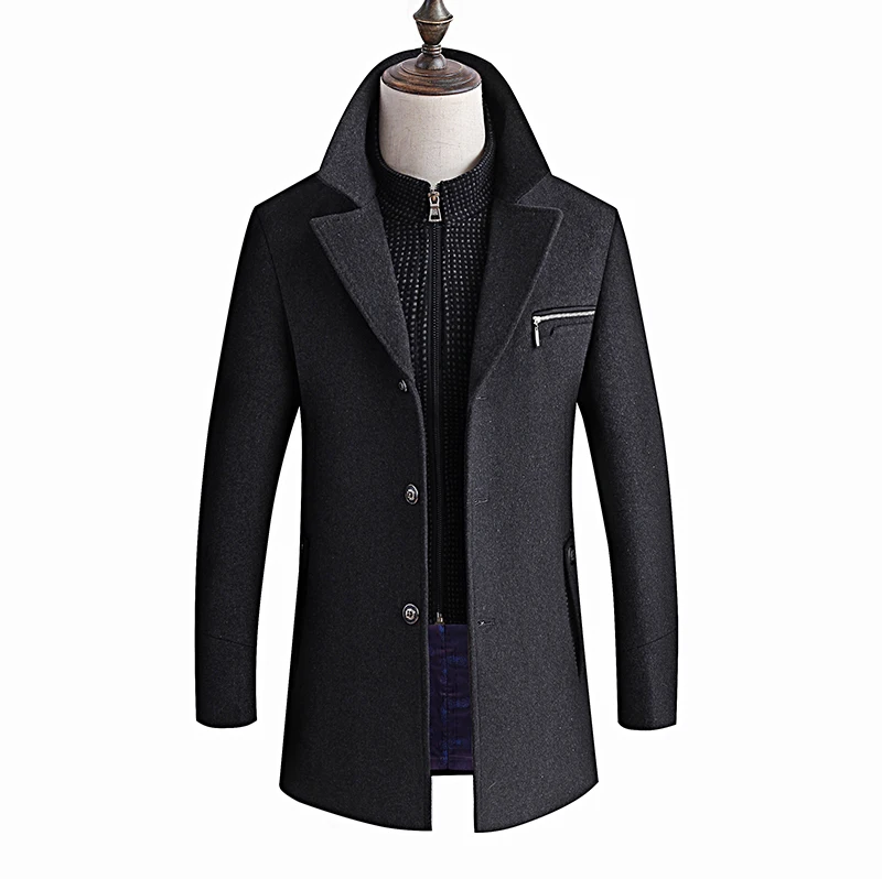 Зимняя куртка Для мужчин утолщение Шерстяное пальто Slim Fit Куртки модная верхняя