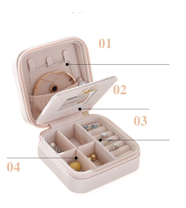 Простой портативный дорожный ящик для хранения ювелирных изделий кольца серьги коробка для хранения ювелирных изделий сумка