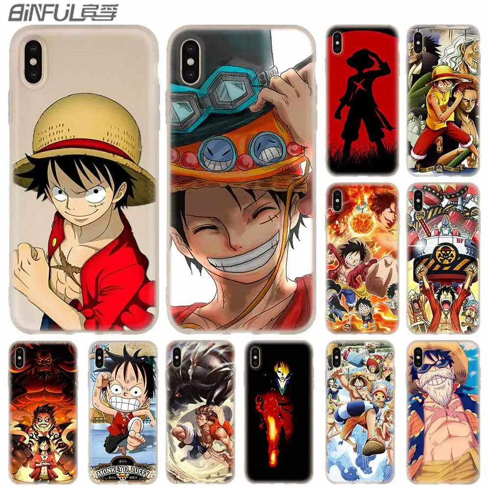 Чехлы для телефонов мягкий чехол iPhone 11 Pro X XS Max XR 6 6S 7 8 Plus 5 4S SE One Piece Monkey D Luffy Bag Funda coque
