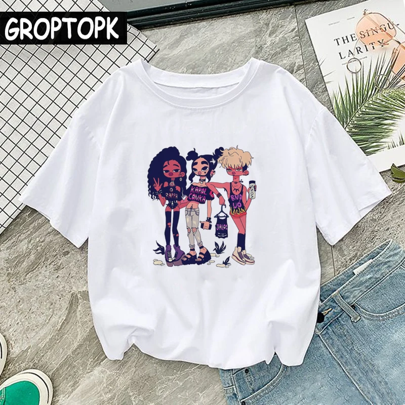 

New Black Magic Girl Kawaii Female T-shirt Bff Friends Funny T-shirts for Women Cotton Casual T Shirt Harajuku Top Streetwear