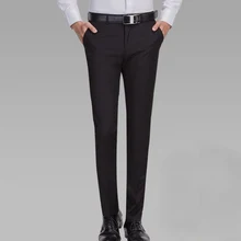TOTURN Для мужчин брюки формальный пиджак Брюки Slim Fit Повседневное свадебная одежда Бизнес брюки вечерние серый черный длинные штаны плюс Размеры 28-42