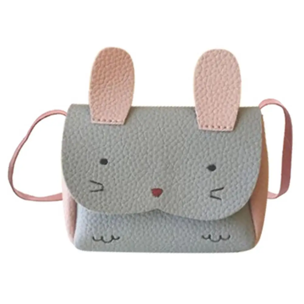 Кролик Мини для маленьких девочек уличная сладкий портмоне с застежкой-молнией Детская сумка-мессенджер из искусственной кожи, для детей женские сумки на плечо - Цвет: Gray