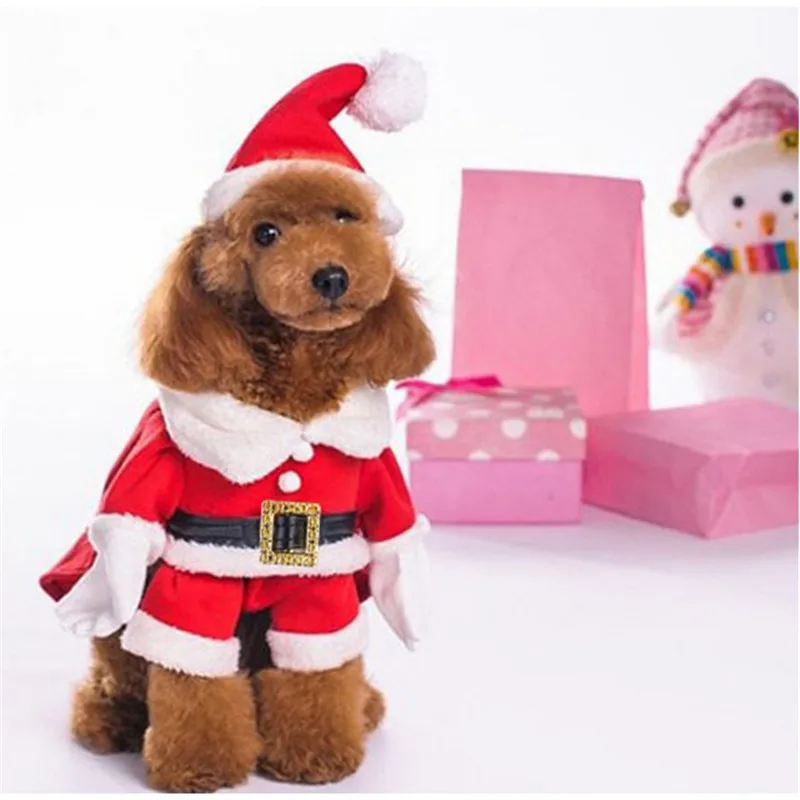 2016 1 Set Pet Clothes Christmas Santa Claus Dog Clothes Costume Dress Winter Apparel Cotton&fleece Pet Dog Coat