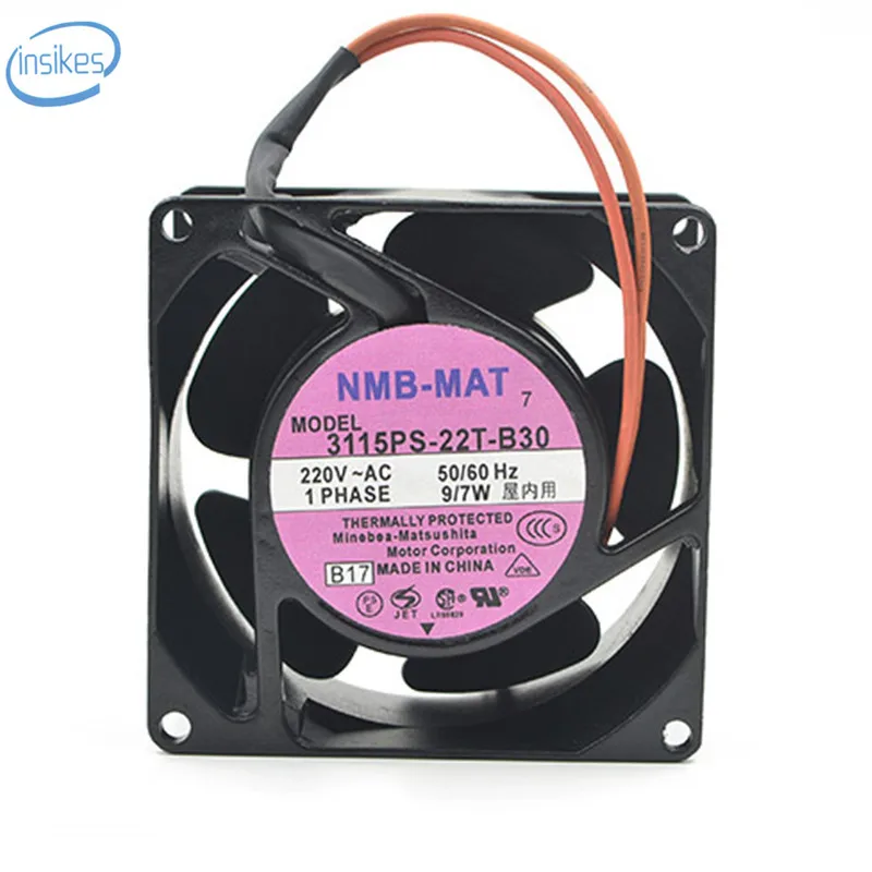 

Original 3115PS-22T-B30 Computer Blower Cooling Axial Fan AC 220V 9/7W 8038 80*80*38mm 3200RPM 2 Wires 50/60HZ