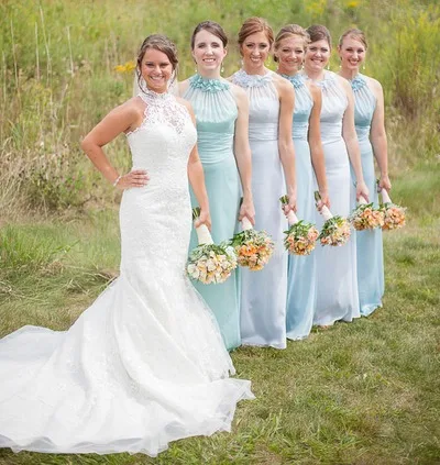 long bridesmaid dresses with cowboy boots