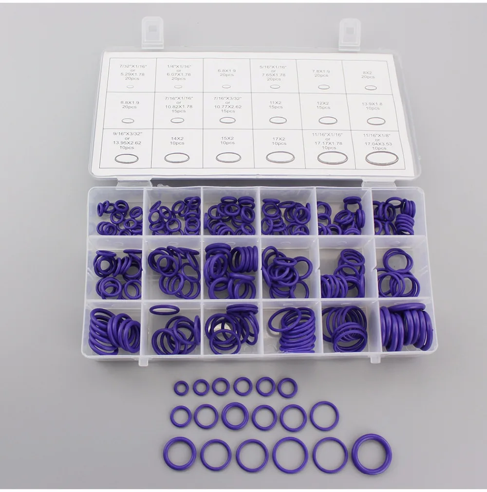Фиолетовый натурального Буна резины запасные уплотнения NBR уплотнительные кольца 18 Размеры O-Ring Ассортимент Комплект уплотнение Замена