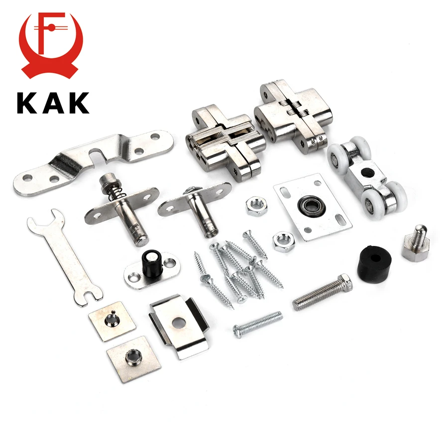 

KAK Zinc Alloy Folding Sliding Door Roller 70KG Bedroom Meeting Room Wood Door Hanging Wheels Foldng Cross Hinge For Furniture