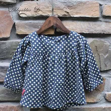 2016 New arrival Spring Autumn Casual daily girls cotton polka dot print blouses cute kids square collar clothing #161014_h74