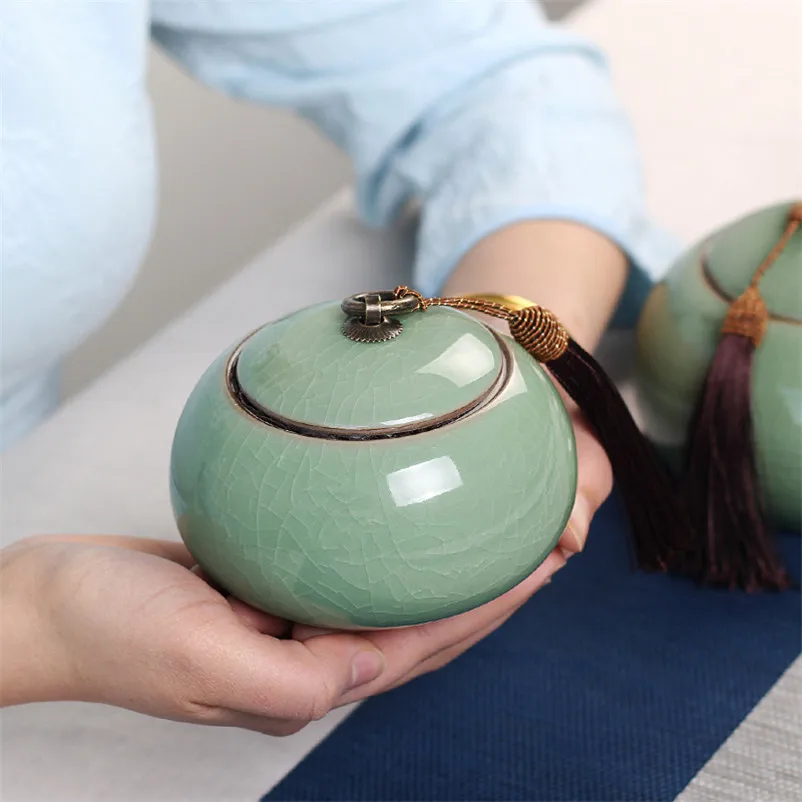 XMT-HOME герметичный керамический контейнер для чая Tie Guan Yin, зеленый чай улун, банки для чая, канистра из целадона, 1 шт