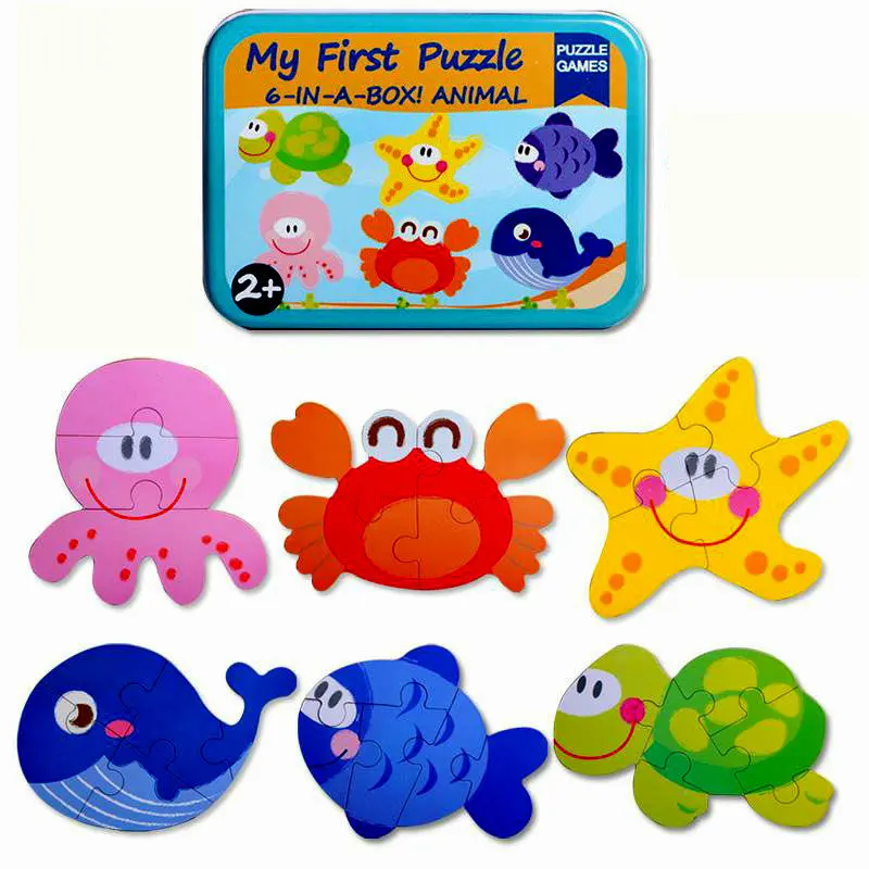Free shipping Baby Wooden Jigsaw Puzzle toy children Cartoon animal puzzle, My First Puzzle 6-IN-A-BOX Animal classic toy/gift Free shipping Baby Wooden Jigsaw Puzzle toy children Cartoon animal puzzle, My First Puzzle 6-IN-A-BOX Animal classic toy/gift
