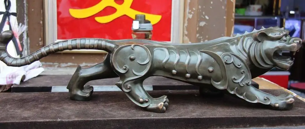 

Palace home Feng Shui Pure Bronze Copper Uphill bellow Ferocious Tiger Statue