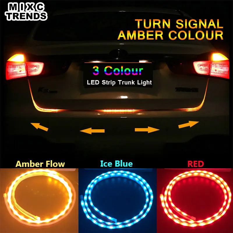 

MIXC TRENDS Amber Flow Red Blue Led trunk strip Undercarriage Floating light Turn Signal tailgate led flexible drl car styling